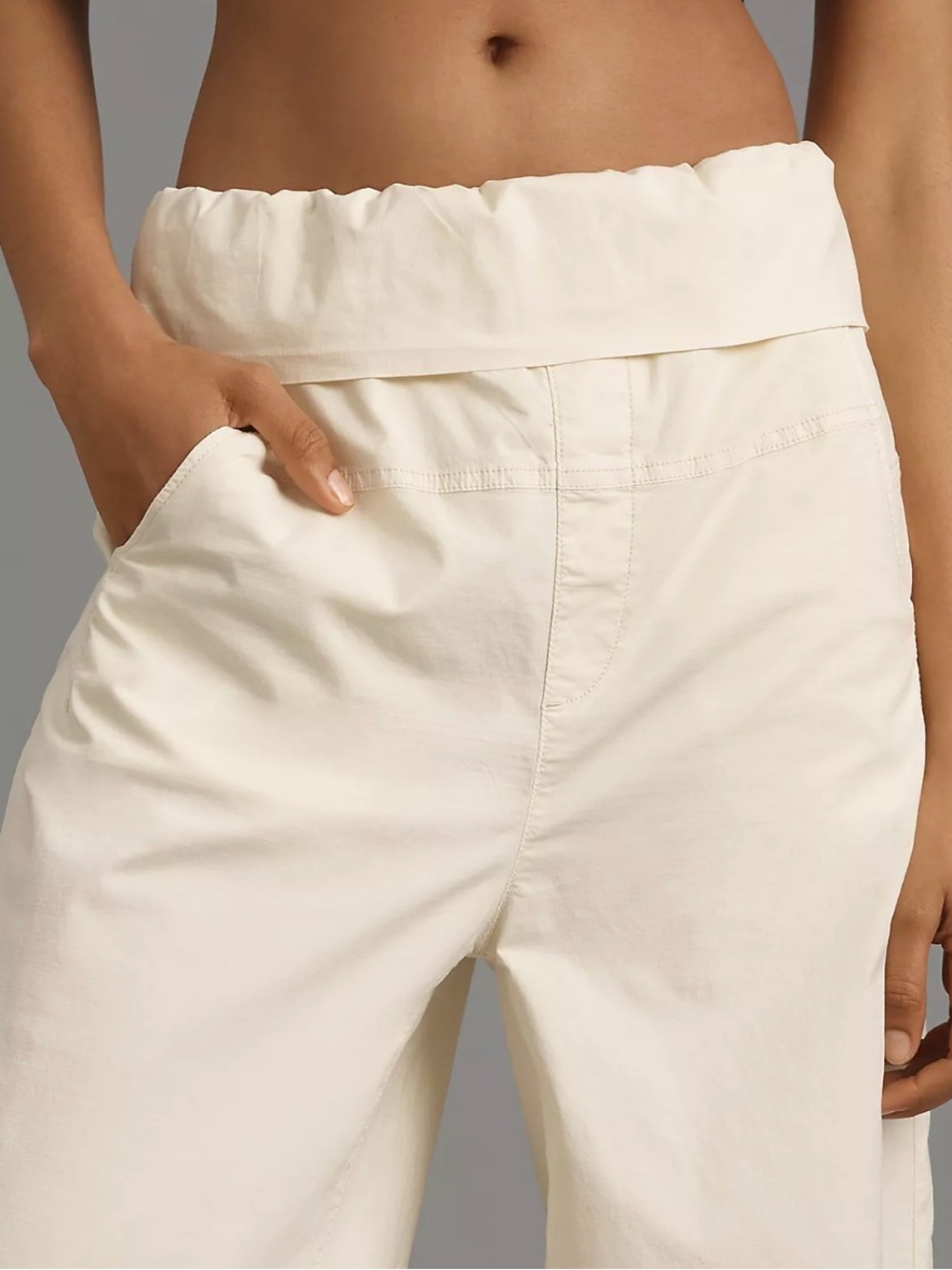 NWT ANTHROPOLOGIE Pilcro Cream Paper Bag High-Waist Bowed Leg Pants $158 NEW - Picture 5 of 11